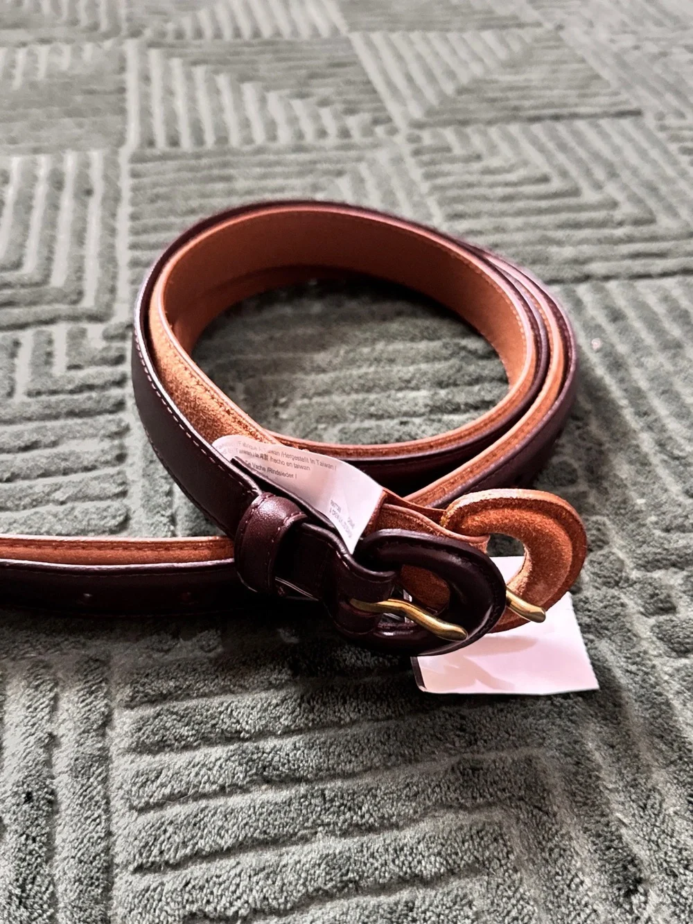 Madewell Double Belt Set — Plum Leather & Rust Suede